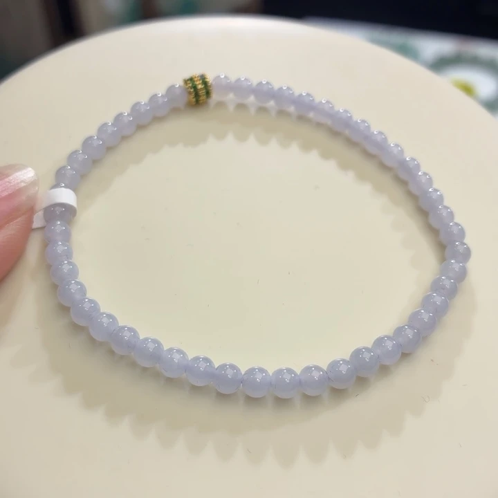 翡翠未镶嵌手链冰胶浅紫卡3.9