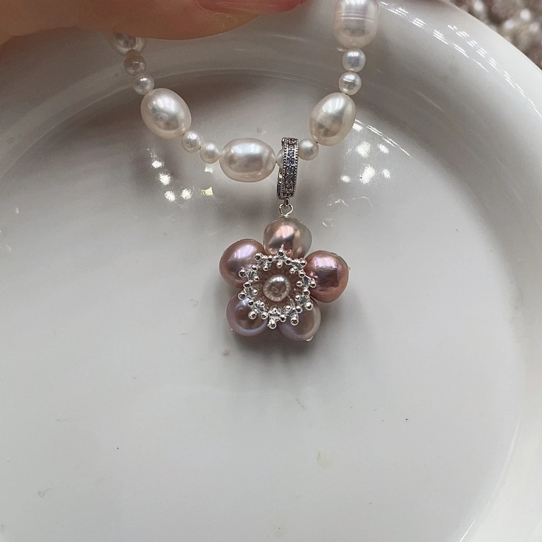 银S925镶嵌耳饰淡水珍珠