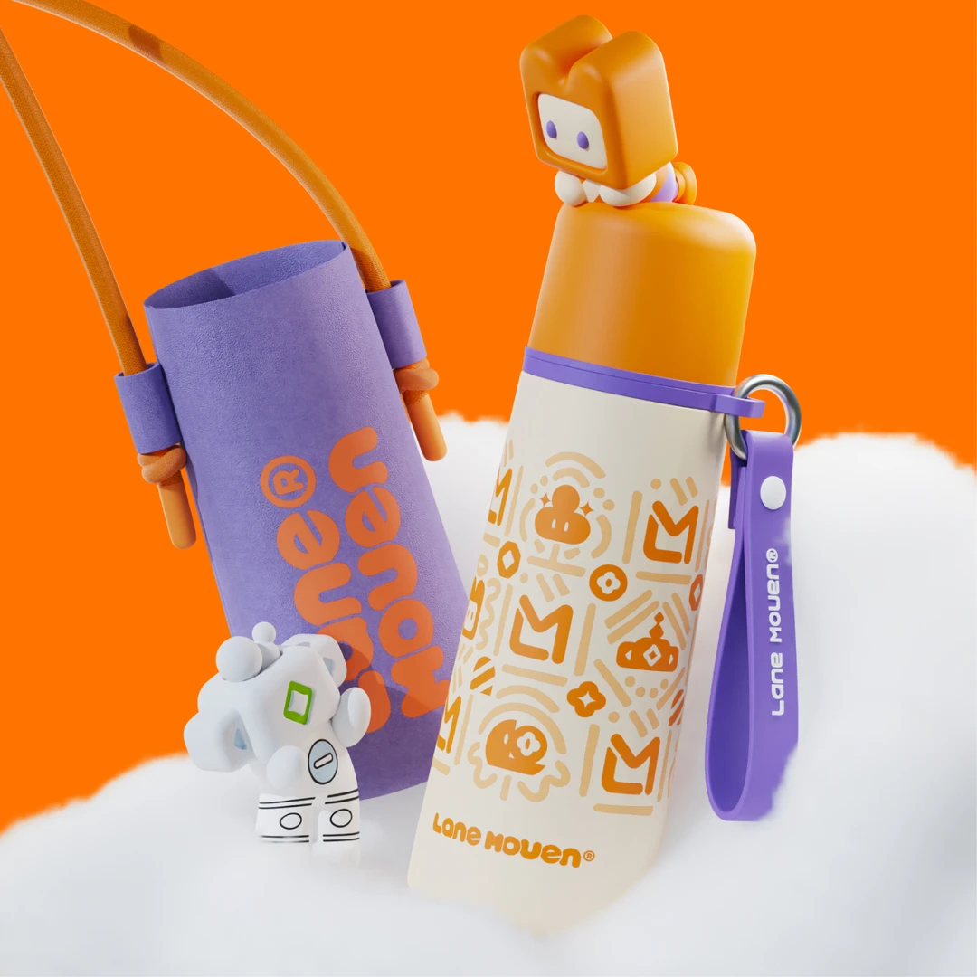 览萌儿童保温杯男女孩上学专用高颜值便携316运动手绘水杯半