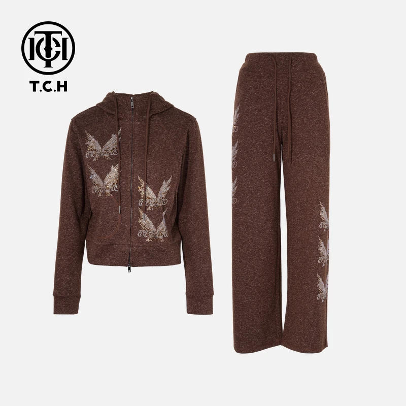 TCH私服秋冬烫钻新时尚淑女百搭新潮流套装女T75C07E1058轻奢tch