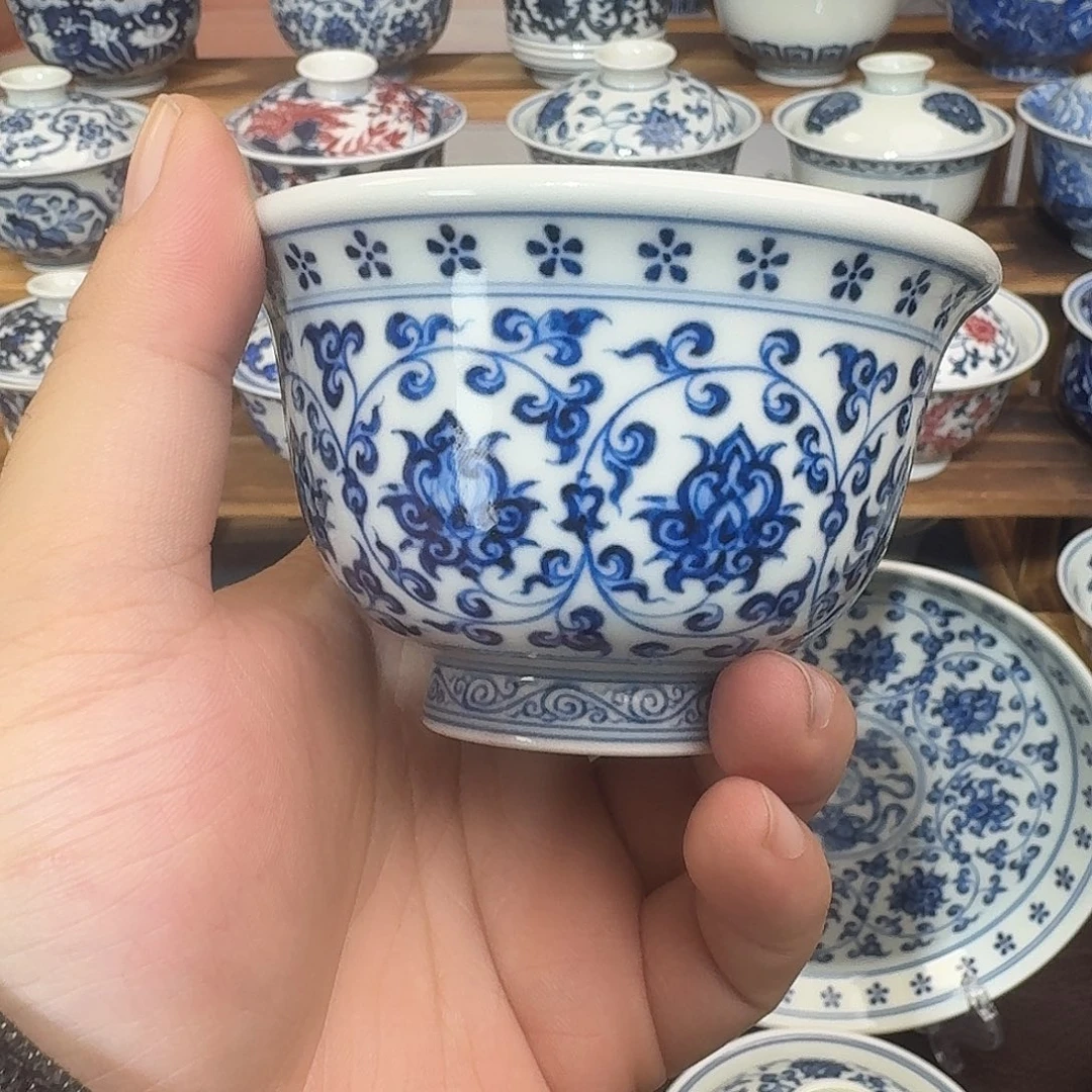 天***客陶瓷盖碗纯手工手绘柴窑福利