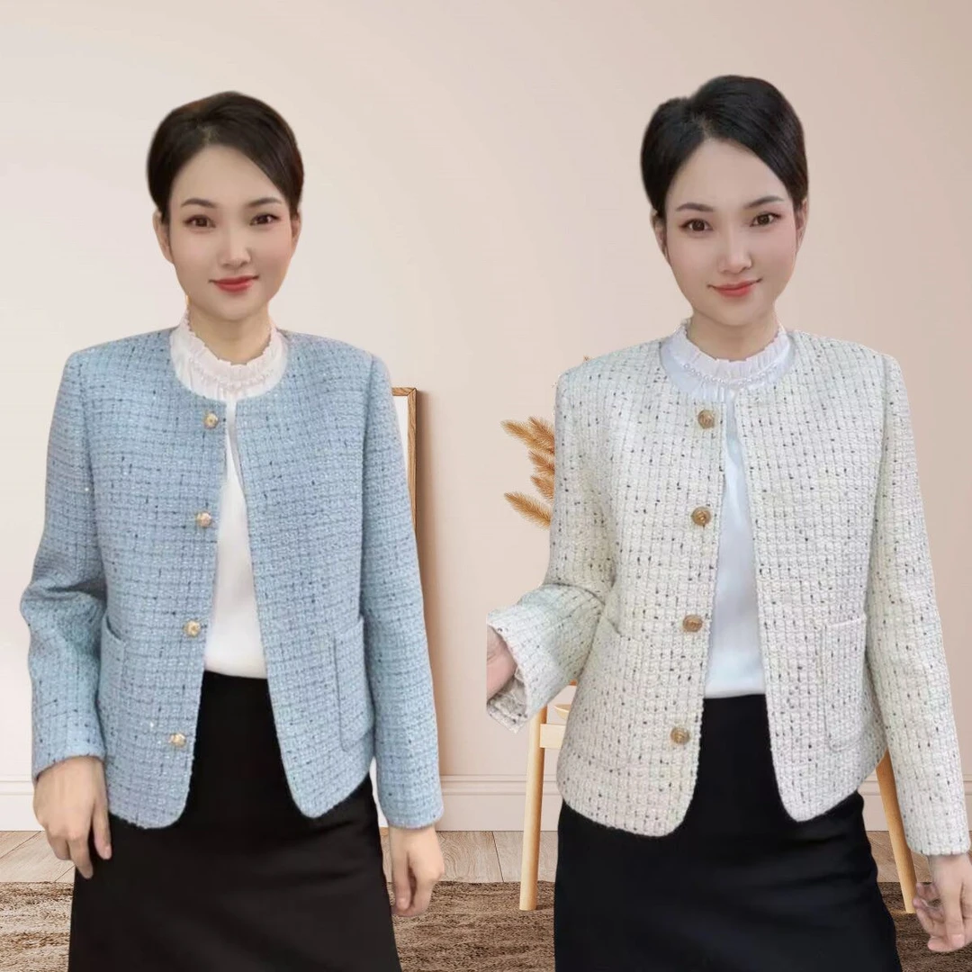 洋气妈妈装气质小香风外套女显瘦开衫中年女士小个子短款上衣