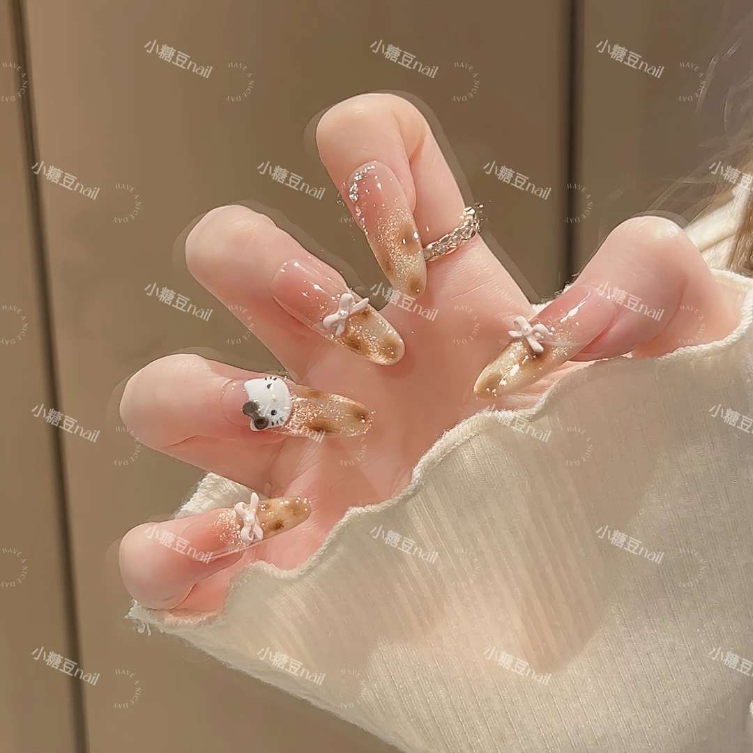 【玳瑁猫】气质豹纹纯欲猫眼纯手工可拆卸穿戴甲四季流行百搭10片装