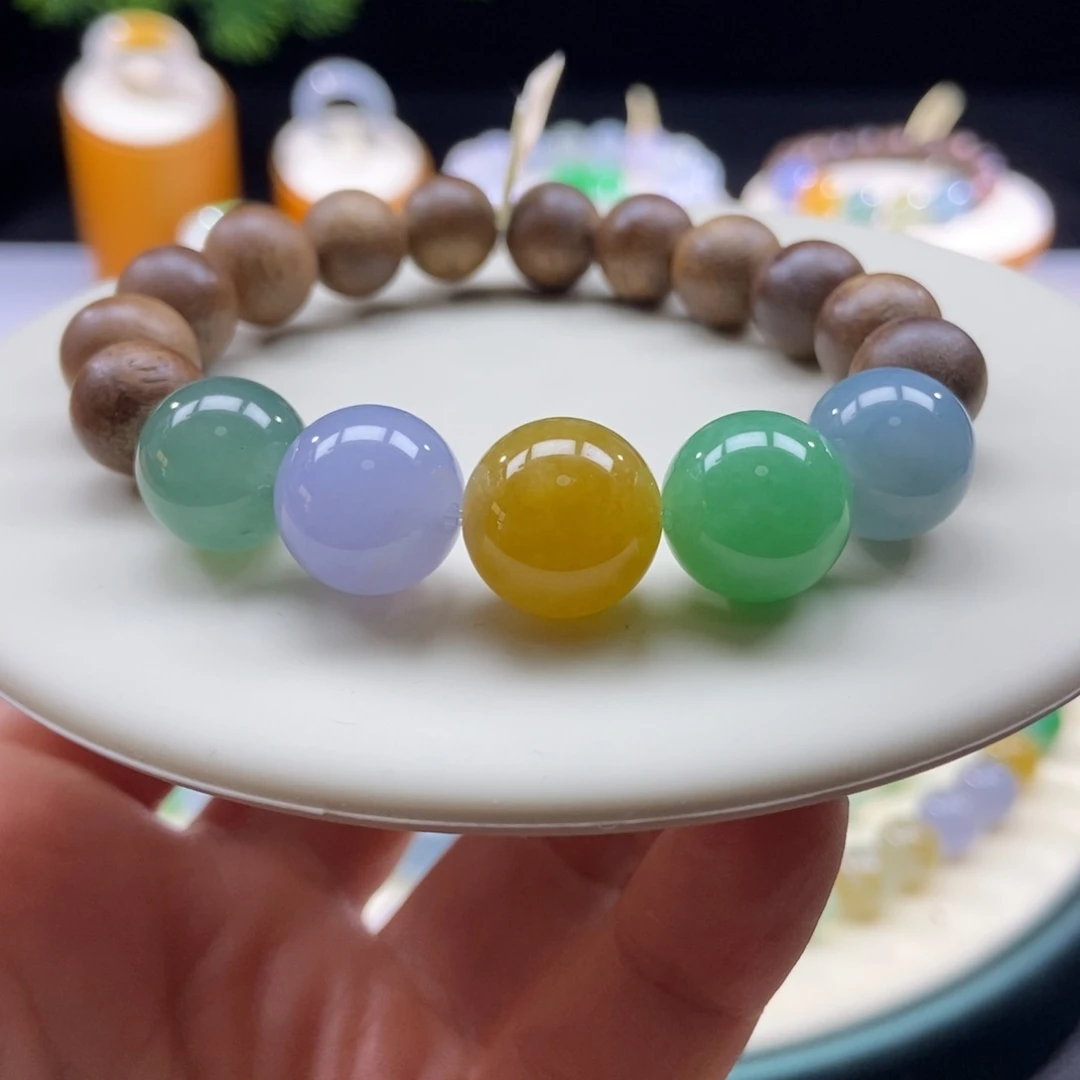 沉香木手串浓彩多宝13+