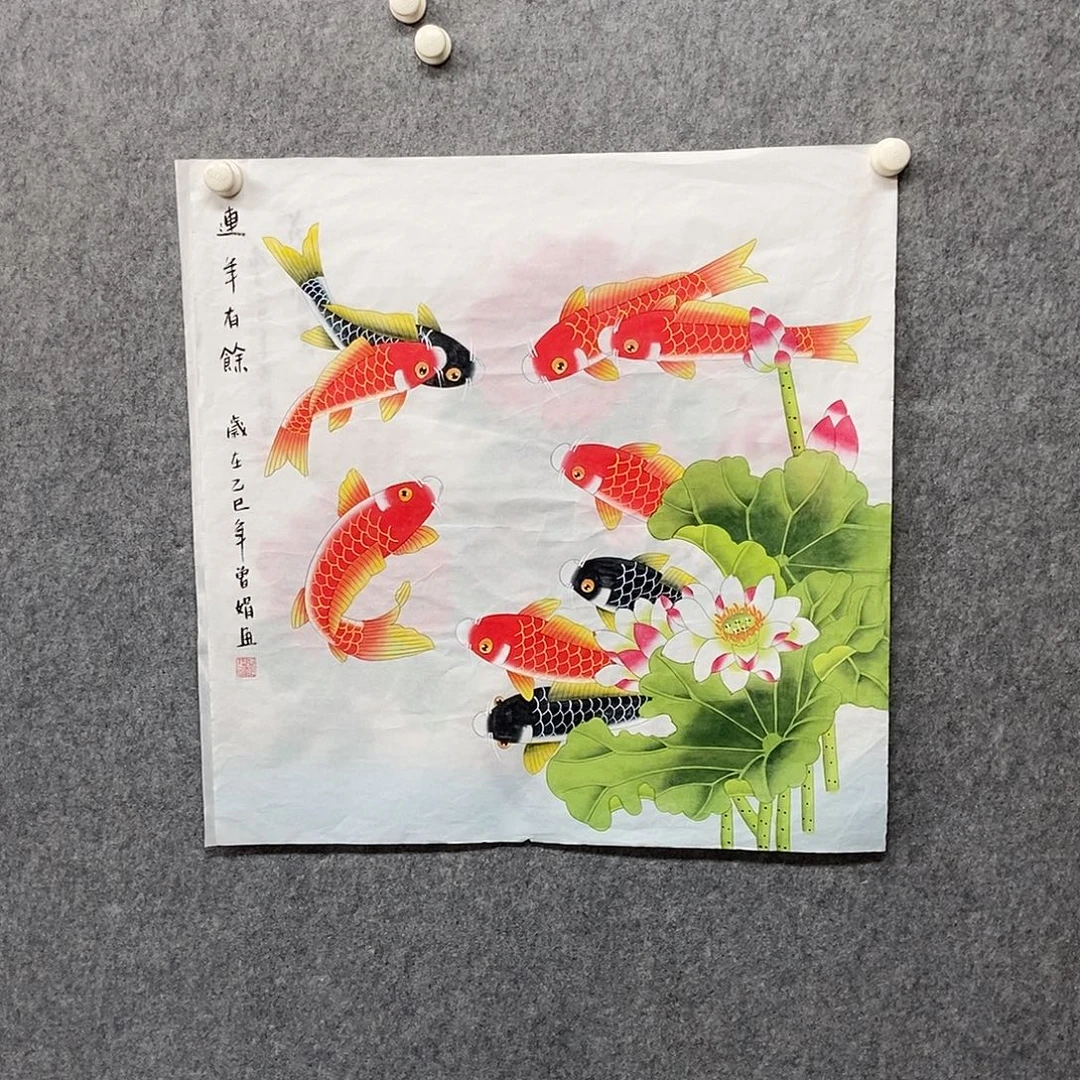 国画四尺斗方工笔花鸟一副