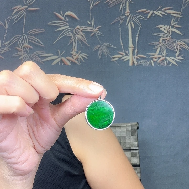 翡翠银S925镶嵌吊坠(不含链)特价