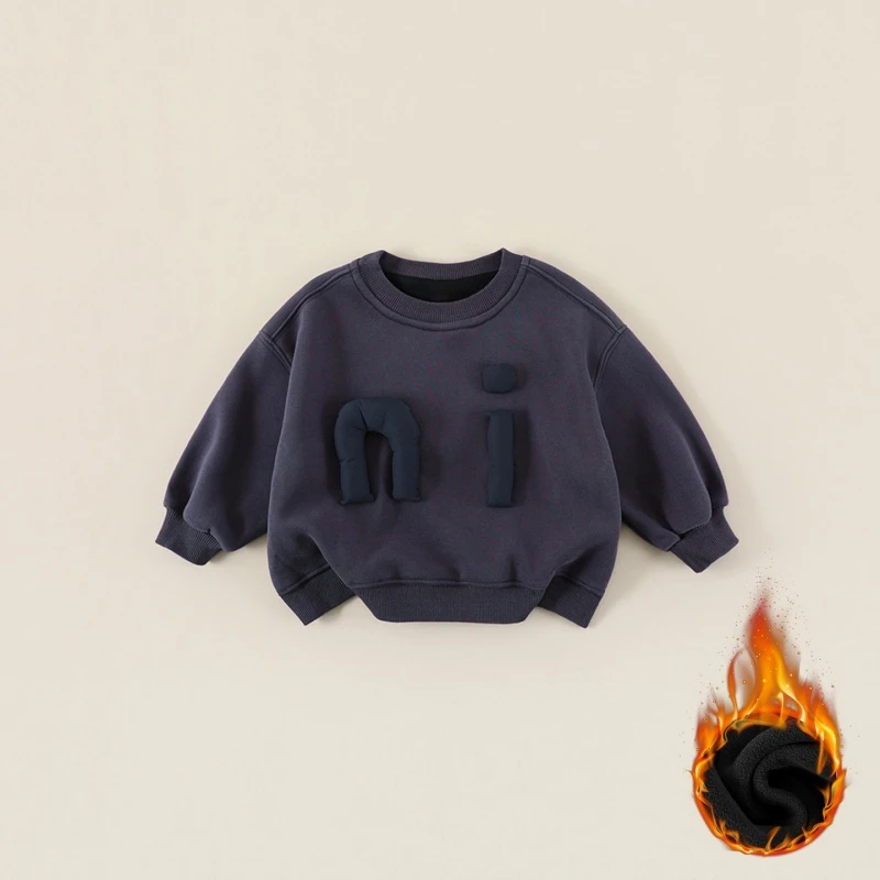 【加绒】儿童卫衣冬季新款男童长袖韩版立体字母上衣AS949