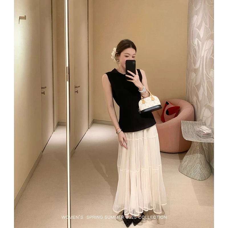 【大吉专属】YESWOMENslik荡领背心绑带天丝麻纱半裙XYF5155B3616