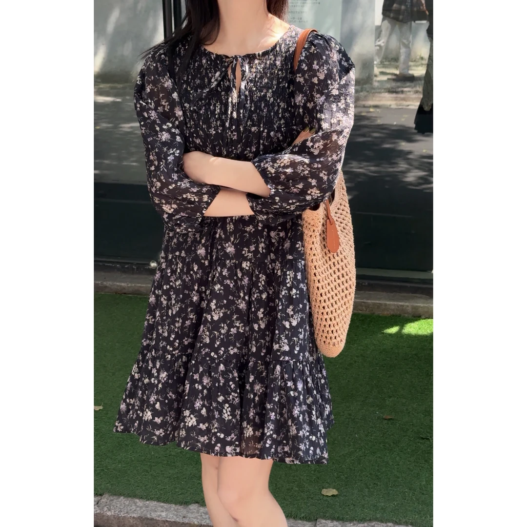 ROBELLE2024夏季新款荷叶领甜美减龄碎花连衣裙小清新显瘦裙子