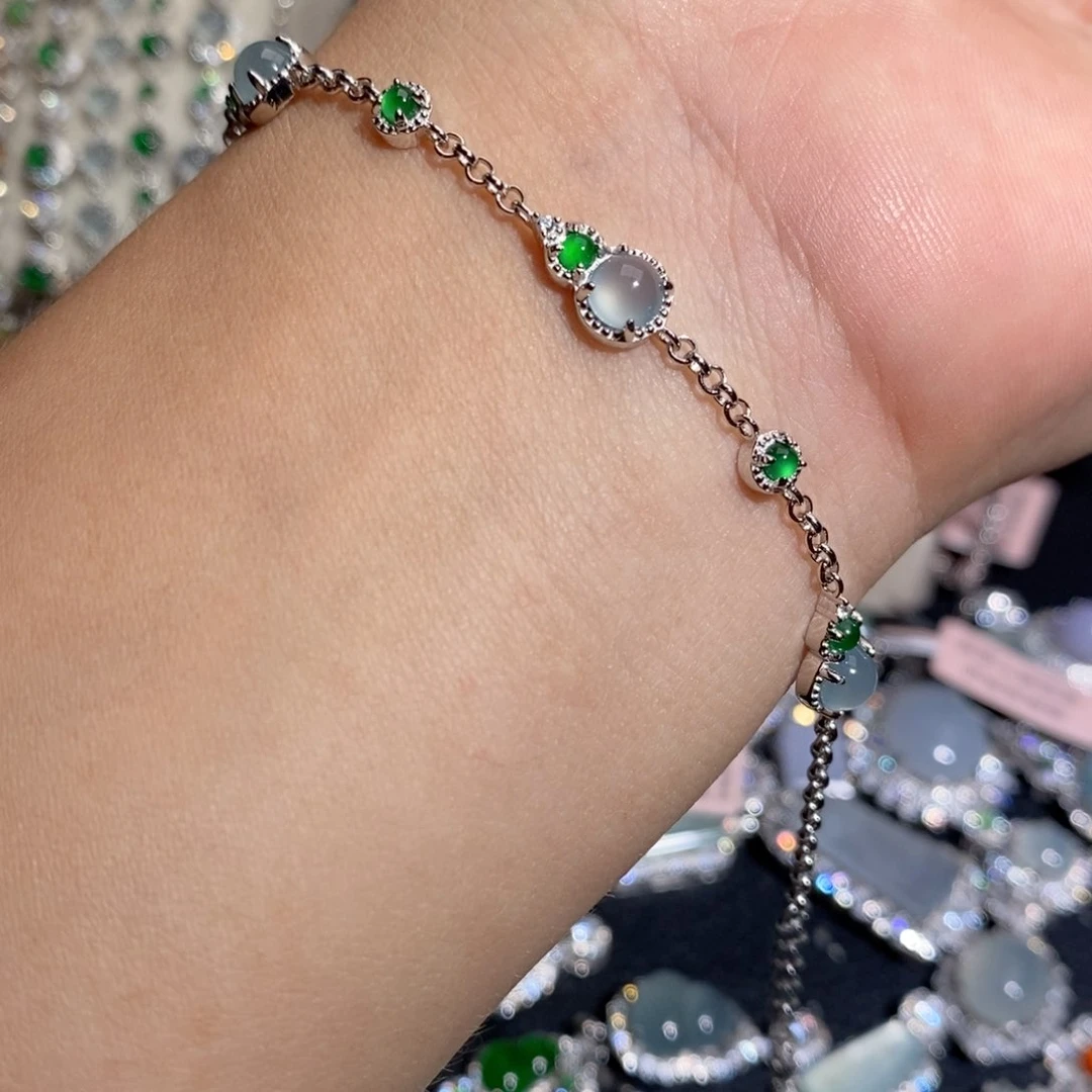 银S925镶嵌手链翡翠k j j k k