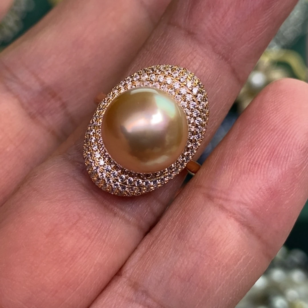 银S925镶嵌戒指海水珍珠