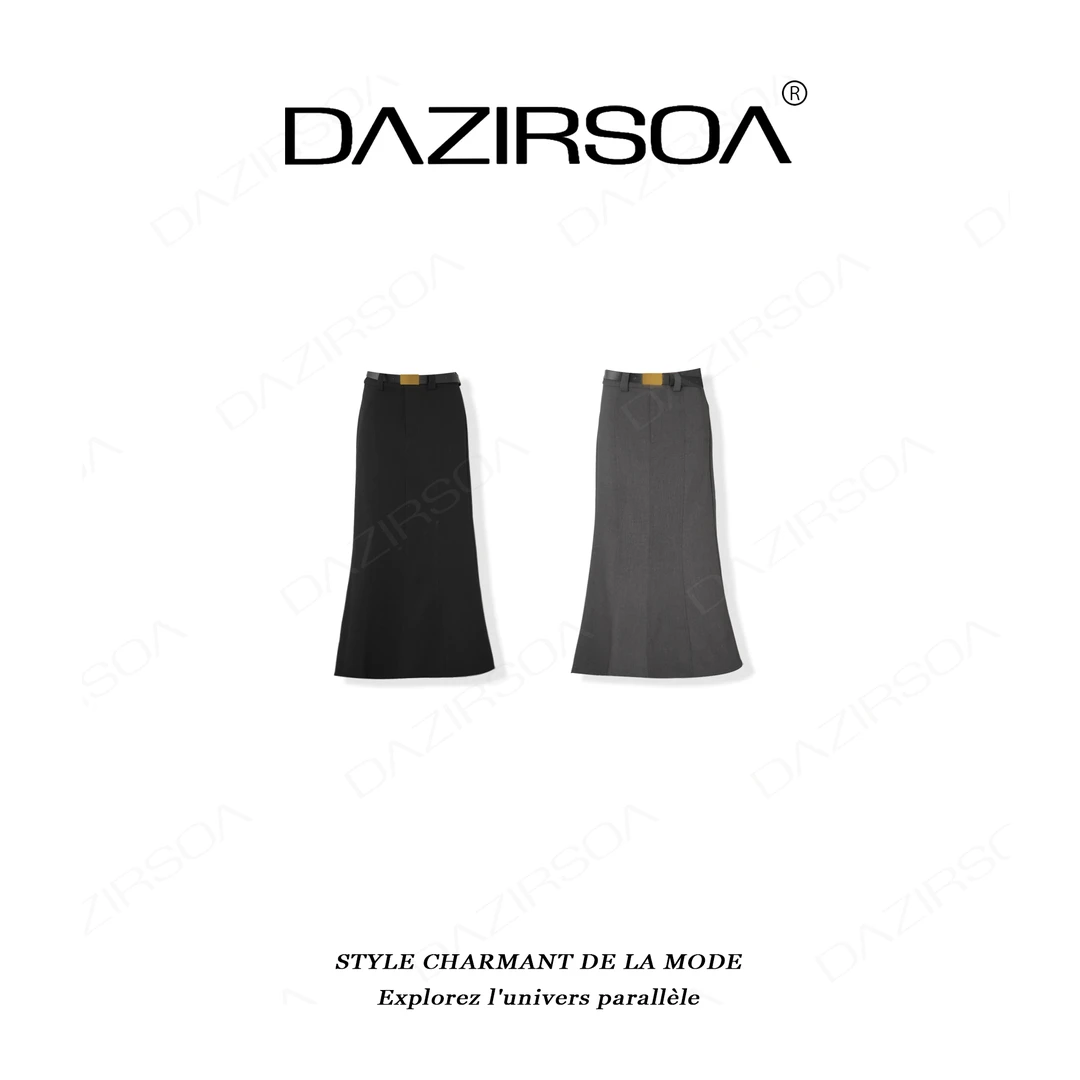 DAZIRSOA/达姿“柔韧心态”时尚百搭气质优雅开叉鱼尾半身裙 AB362