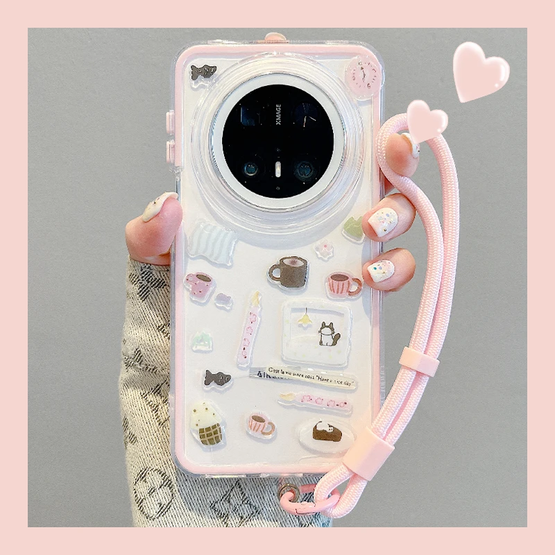 适用华为mate70pro+手机壳二合一纯色边框mate60pro透明diy猫咪女
