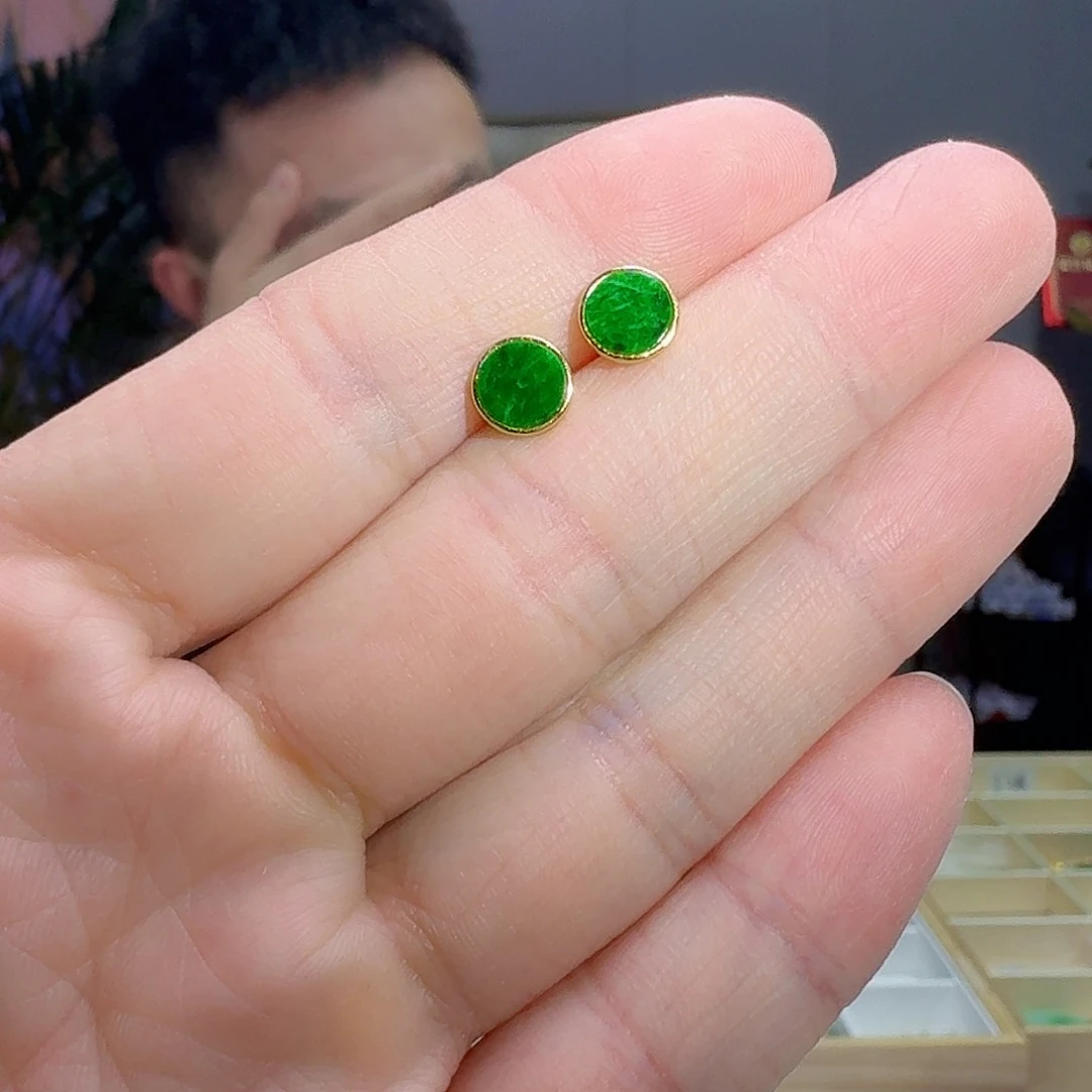 翡翠耳饰银S925镶嵌多样性发货其一