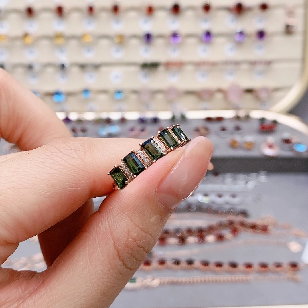 碧玺戒指银S925镶嵌戒指