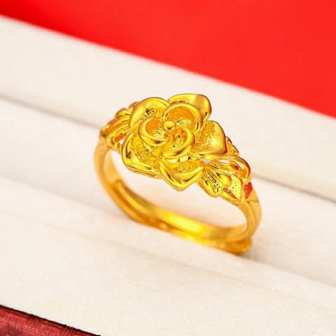 合金戒指 金色女百搭精美金枝玉叶可调节不掉色【如忆轻奢定制】