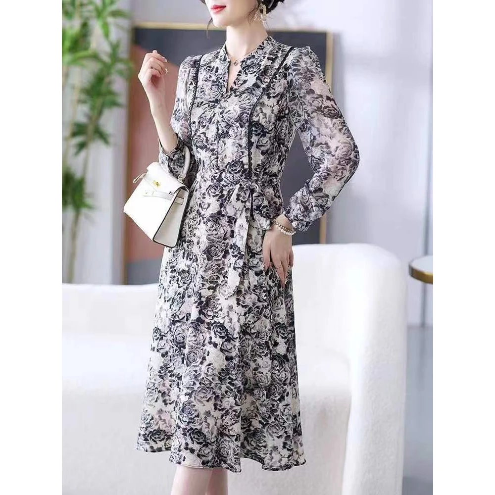 01134#【木兮兮专属】2025年秋季新款气质显瘦百搭时尚中长款连衣裙