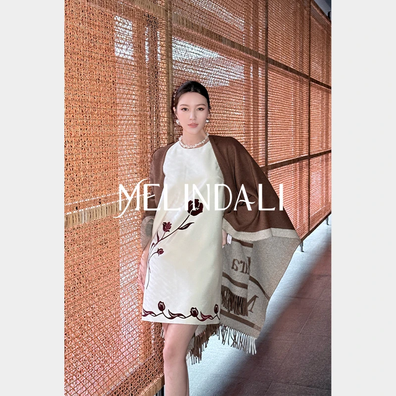 【朵朵系列】梦颖私服精梳长绒棉立体植绒郁金香印花显瘦短袖T恤