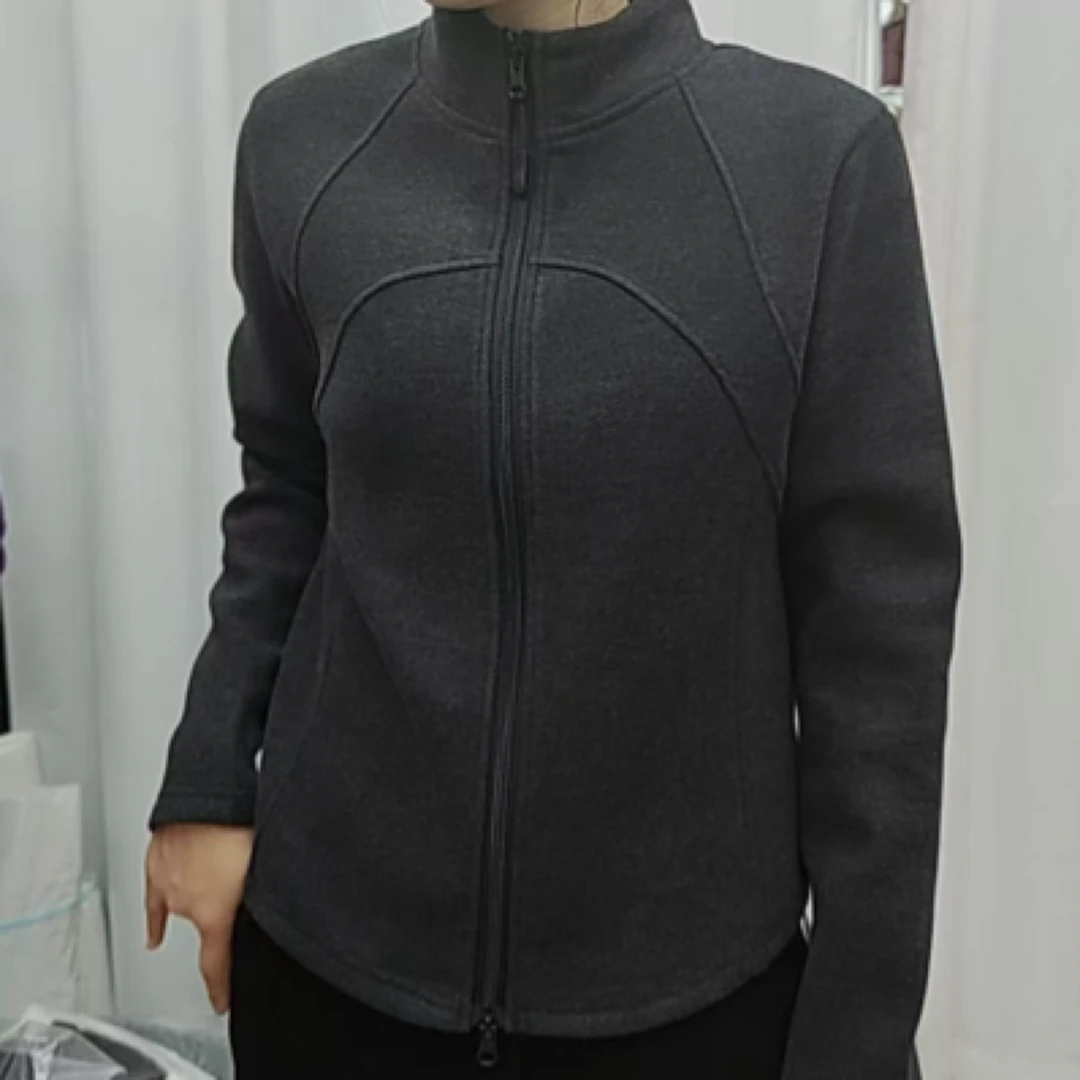 修身开衫立领加厚拉链女纯色上衣卫衣常规款加绒双面女士时尚