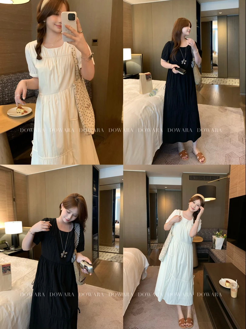 大婉酱肉肉微胖定制【神明少女】韩系休闲宽松时尚梭织连衣裙8494X