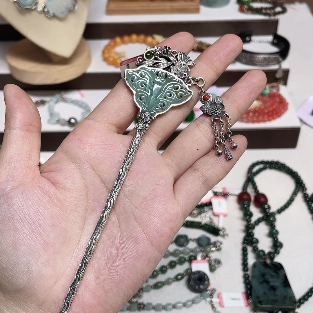 足银925银镶嵌发簪