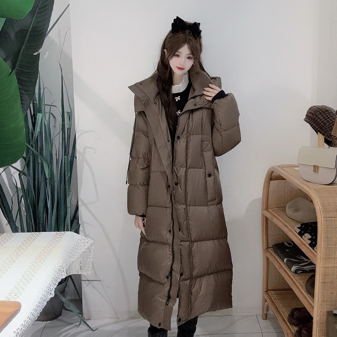 ED42818273B简约休闲风/长款过膝/羽绒服韩版显瘦质感90%鸭绒外套