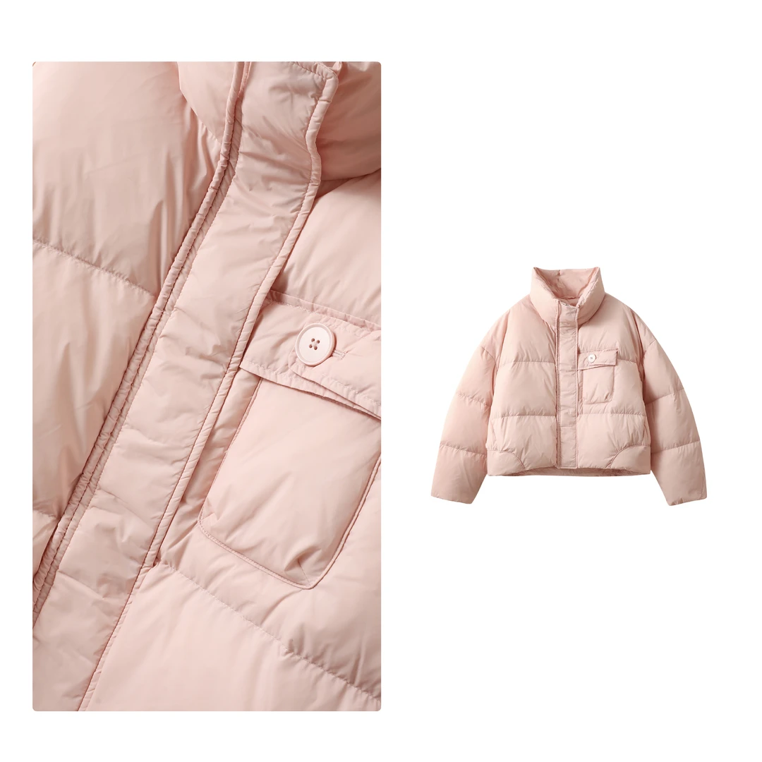 门店8&49！轻量无压~90鸭绒立领防风小个子短款羽绒服女 M13542