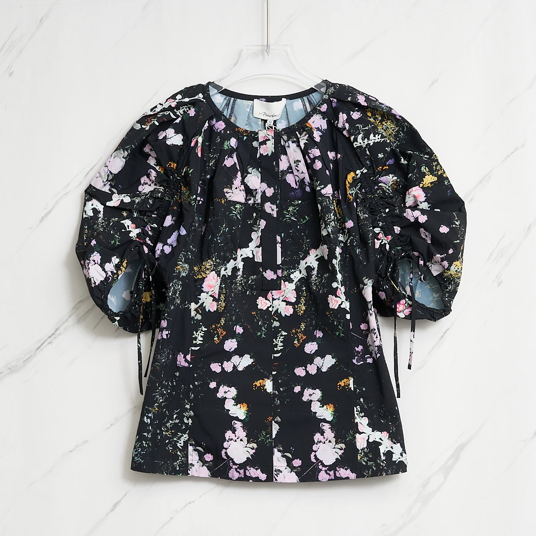 全新未使用/3.1 Phillip Lim女士花卉泡泡袖上衣PLGU00070