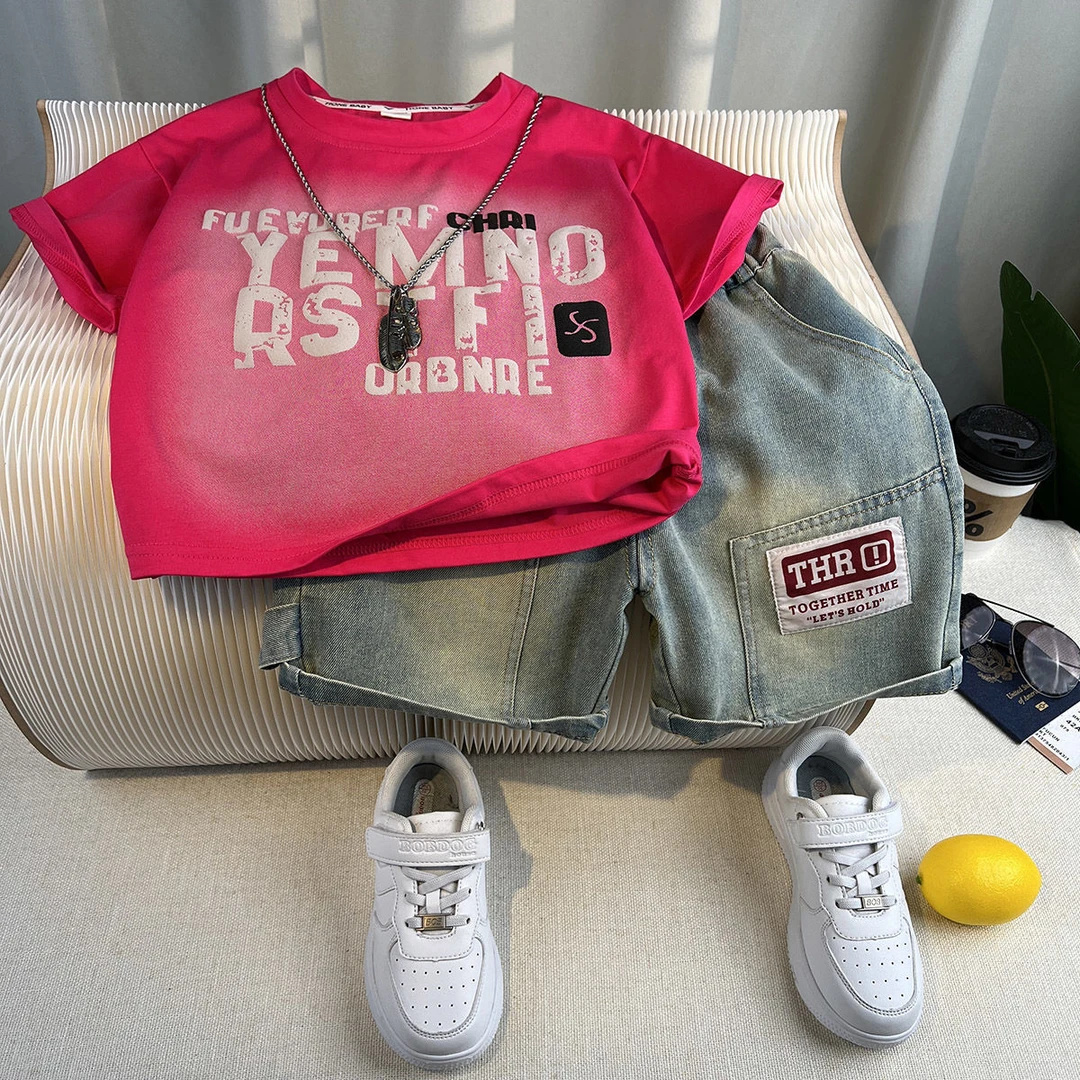 【沫沫家】男女童夏装炸街套装酷帅儿童夏季宝宝短袖休闲两件套潮