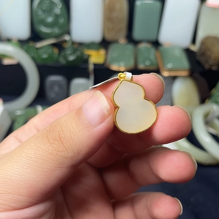 和田玉银S925镶嵌吊坠(不含链)14