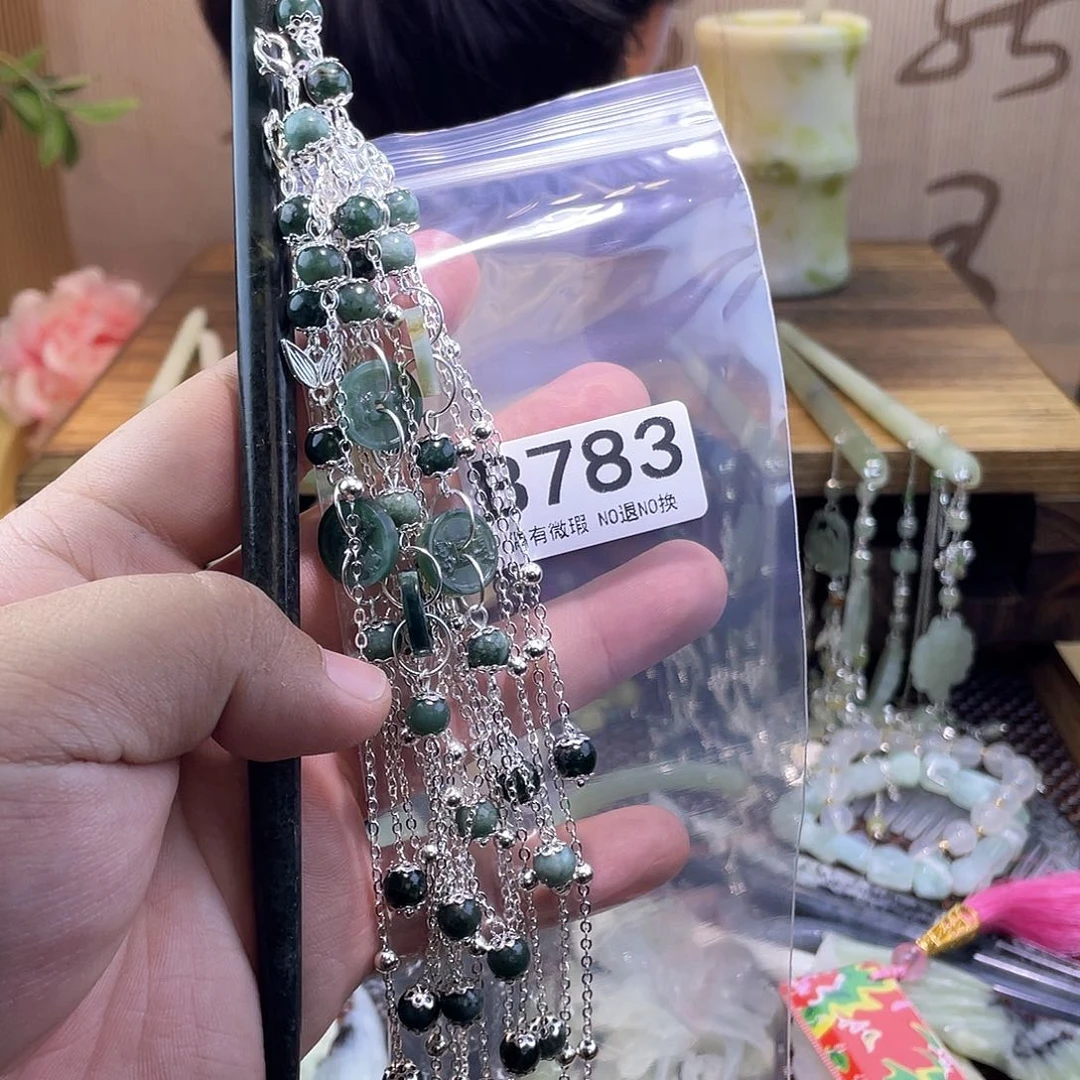 蛇纹石玉发饰未镶嵌念*