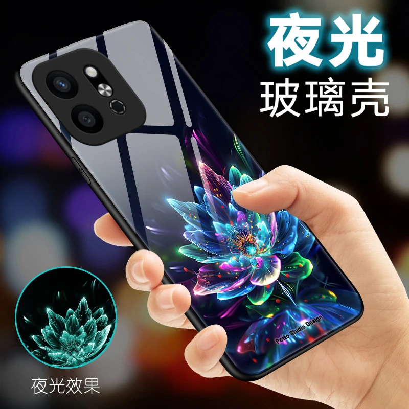夜光花朵适用荣耀Play9T手机壳荣耀Play8Tpro玻璃play7T/6Tpro/6