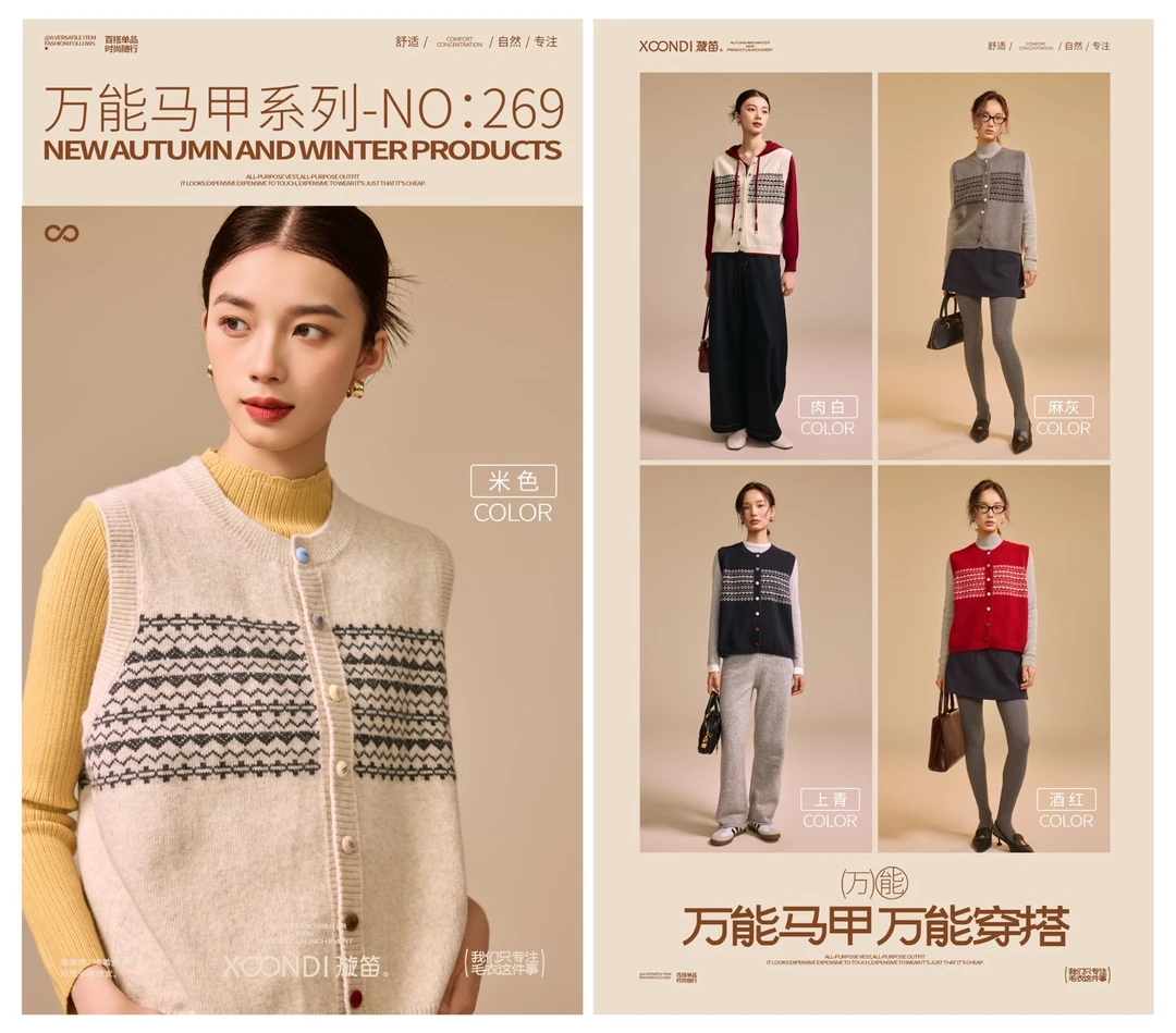 【璇笛】春季纽扣通用针织款圆领马夹无袖