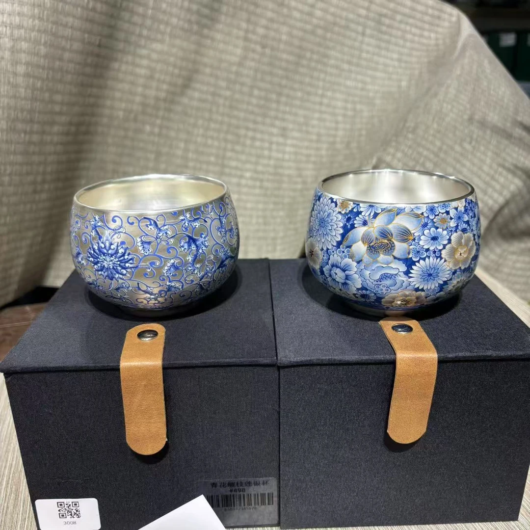 【中国邮政专属链接】青花鎏银主人对杯  3008+3009