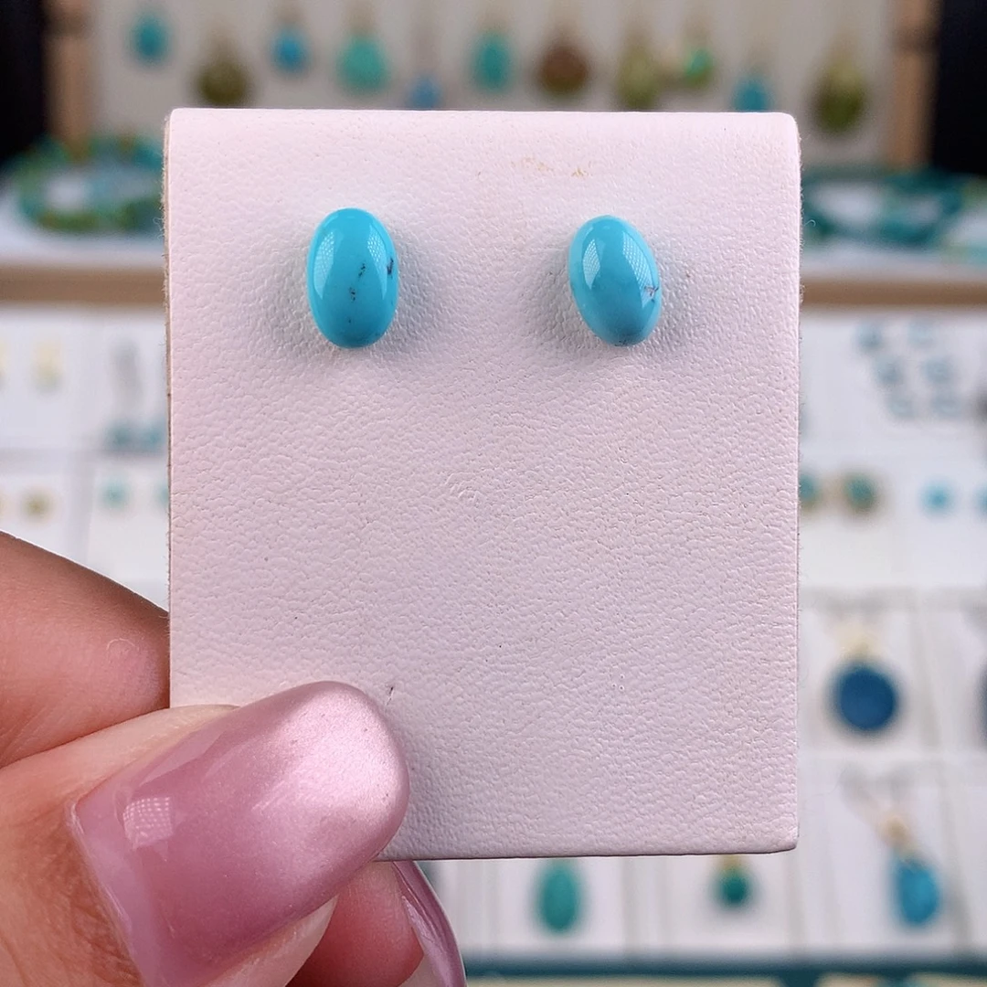 银S925镶嵌绿松石耳饰