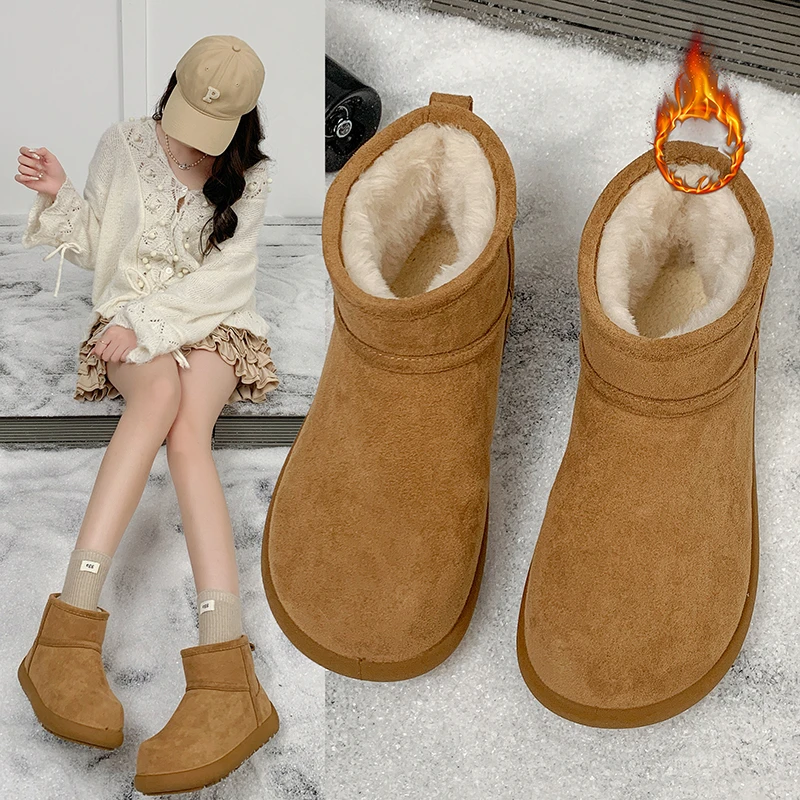 雪地靴女2025冬季新款加绒加厚保暖棉鞋厚底面包鞋短筒棉靴子