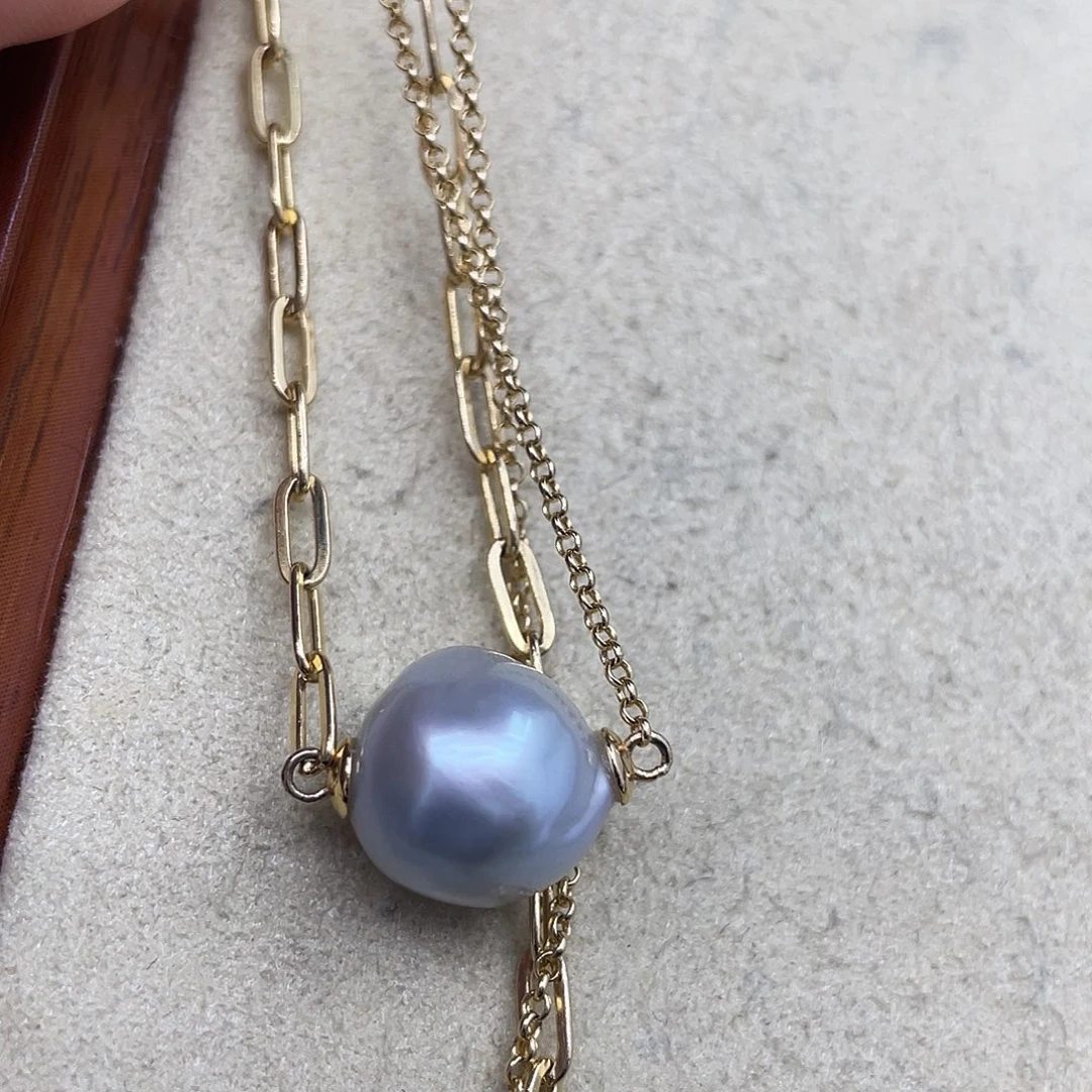 银S925镶嵌海水珍珠颈饰