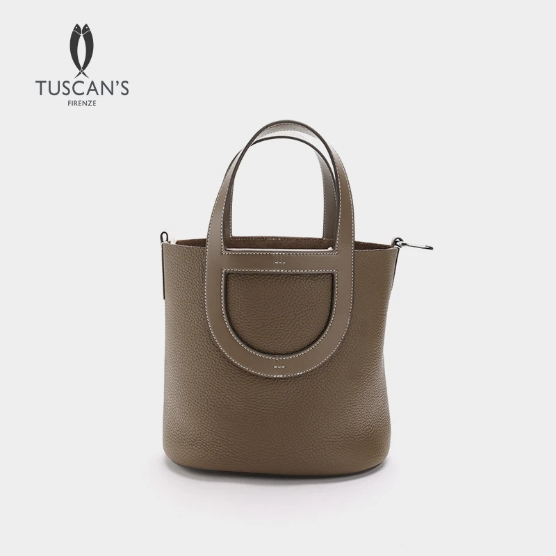 TUSCAN'S水桶包手提包中包手拎包小众轻奢白色经典
