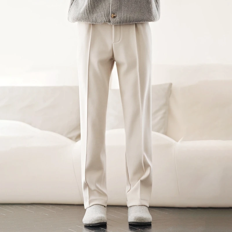 杰家同款 羊毛桑蚕丝加厚混纺宽松男士长裤慢跑休闲裤