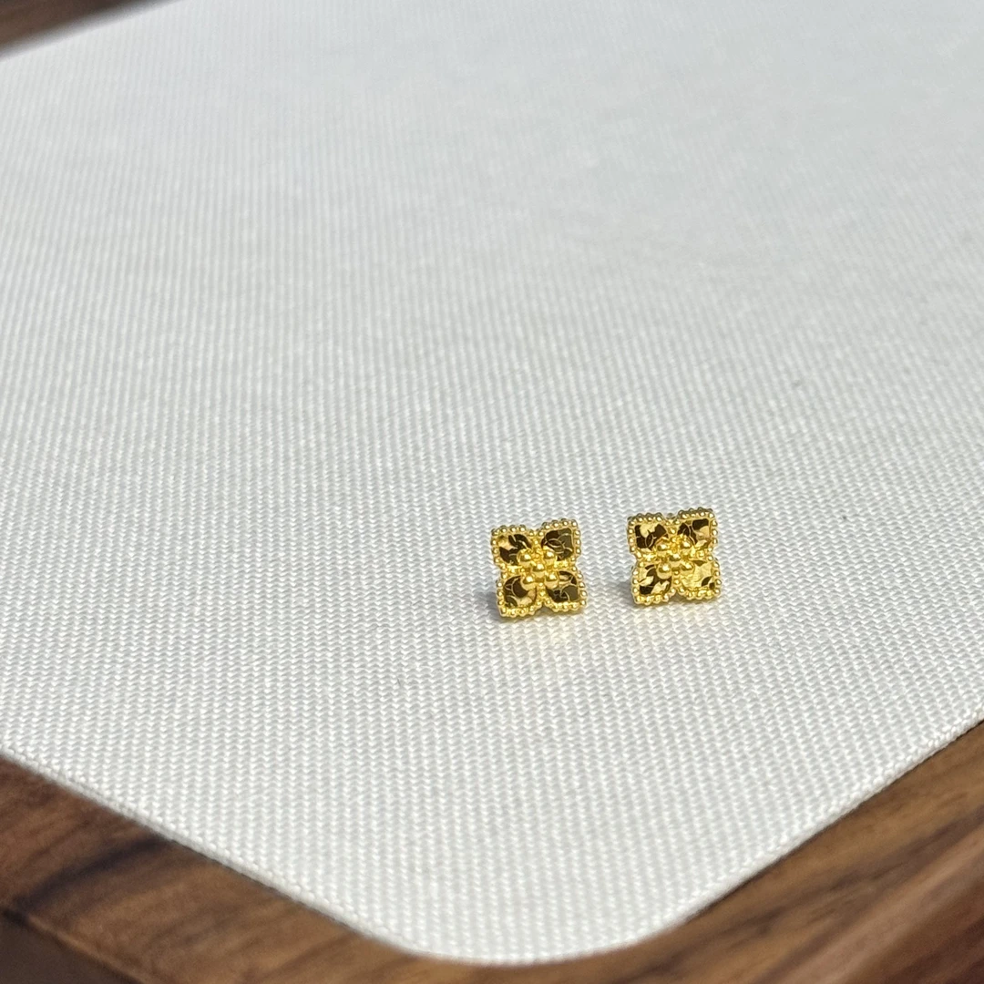 E【碎冰布布耳钉】-足金999精工5G耳饰