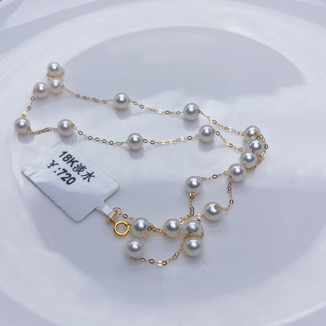 淡水珍珠18K金镶嵌颈饰u****7