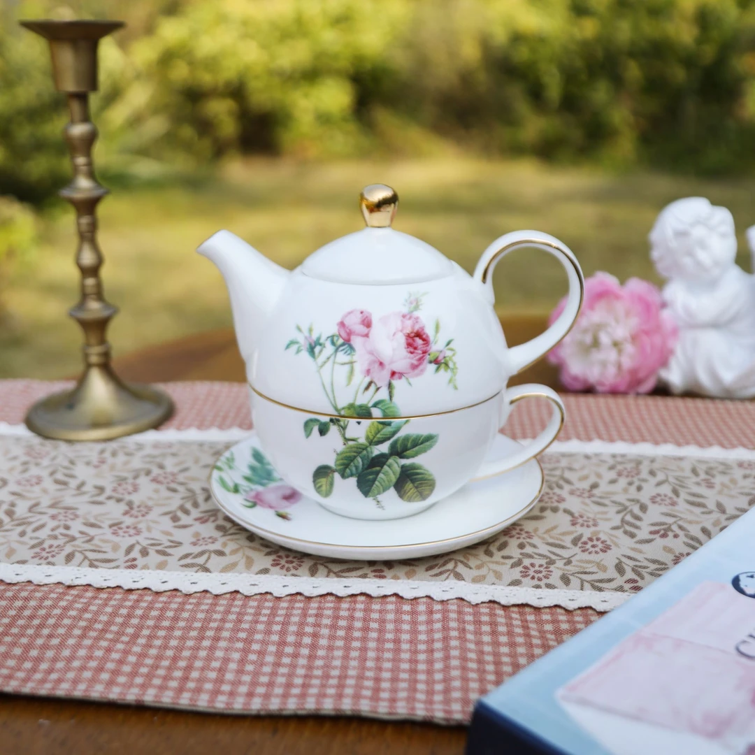 遇见茶里 玫瑰骨瓷子母壶杯碟壶英式下午茶