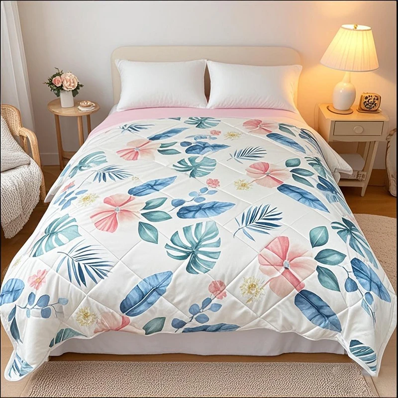 免费试睡30天 新款夏凉被空调被翠叶花影款可机洗水洗150cm*200cm