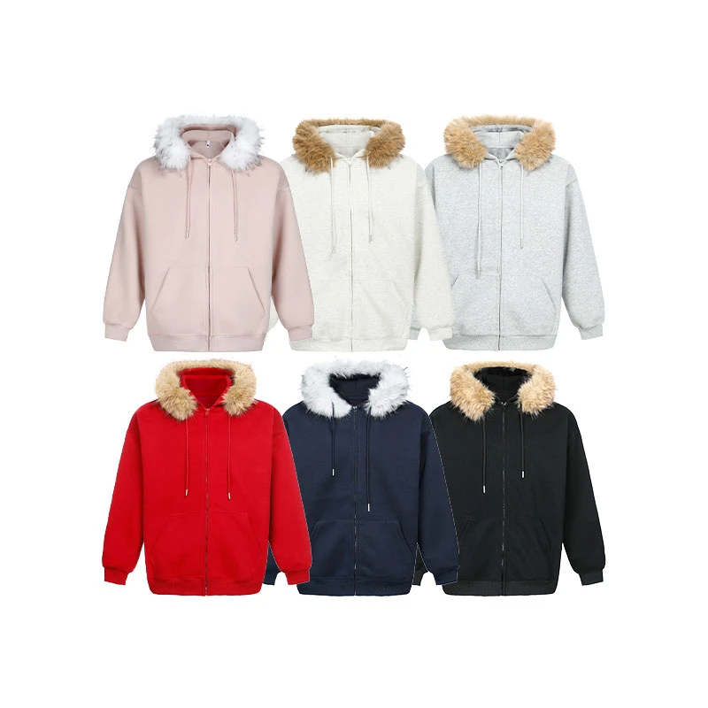 毛领秋冬长袖连帽卫衣开衫男女同款可外穿可内搭L111ML