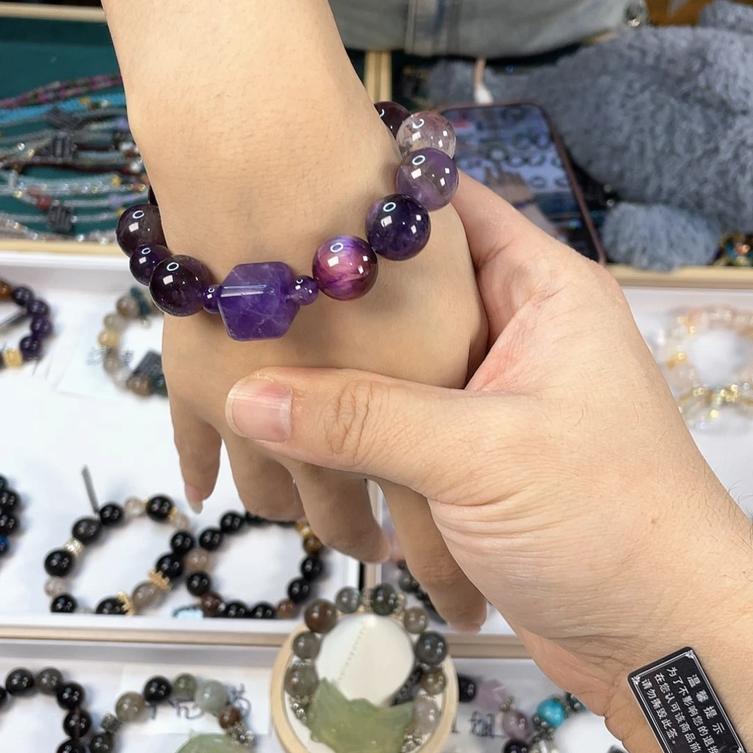 水晶手链银S925镀金镶嵌