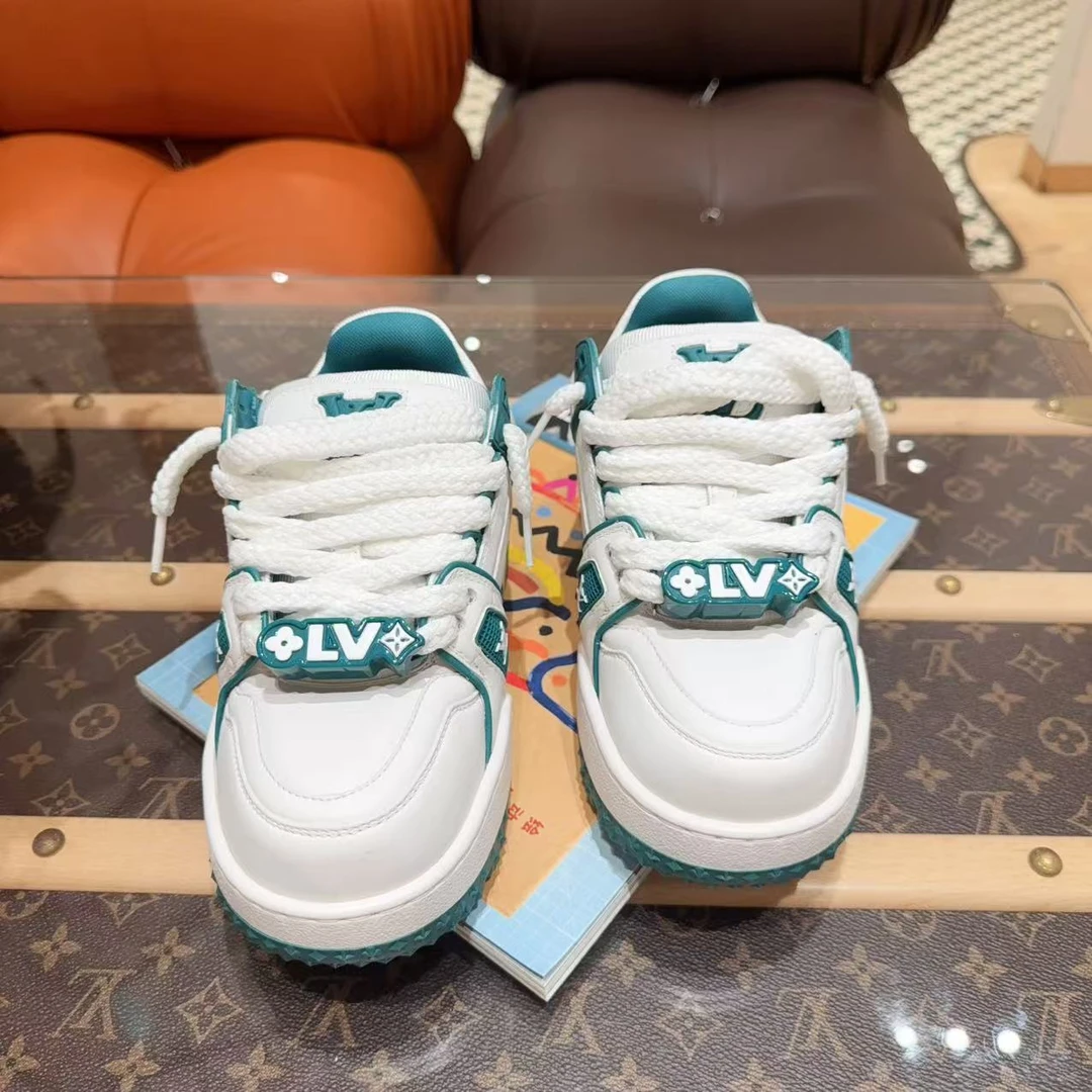 未使用 LouisVuitton/路易威登 Maxi小胖丁Trainer白绿配色35.5码