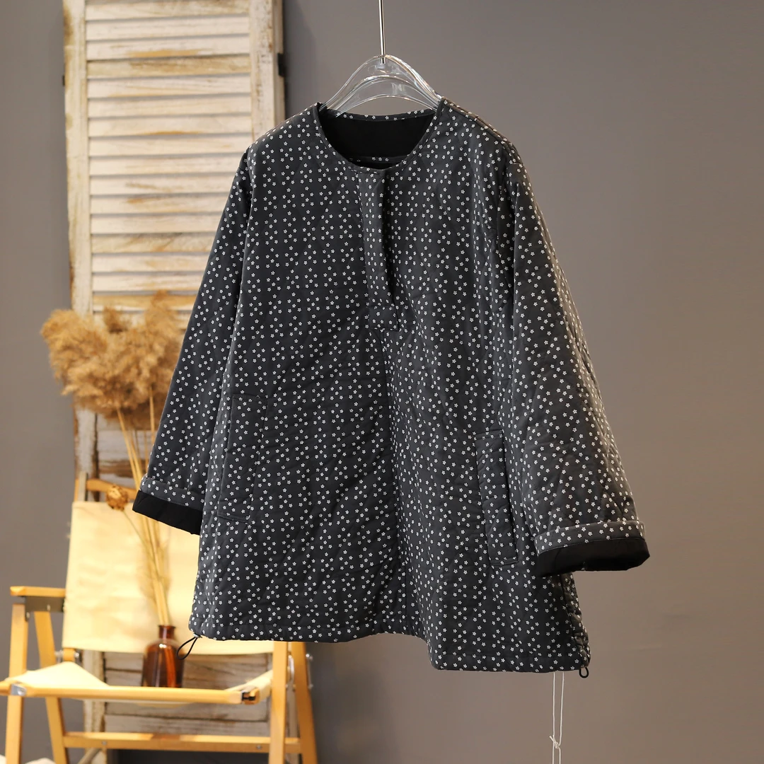 上新2025年冬日减龄韩系温柔印花宽松文艺棉衣碎花洋气松弛感棉服