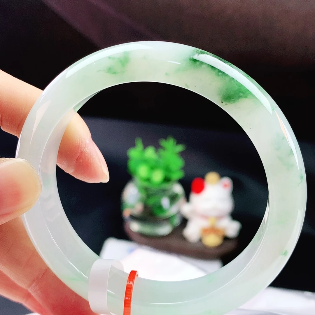 未镶嵌手镯翡翠57+冰绿翠