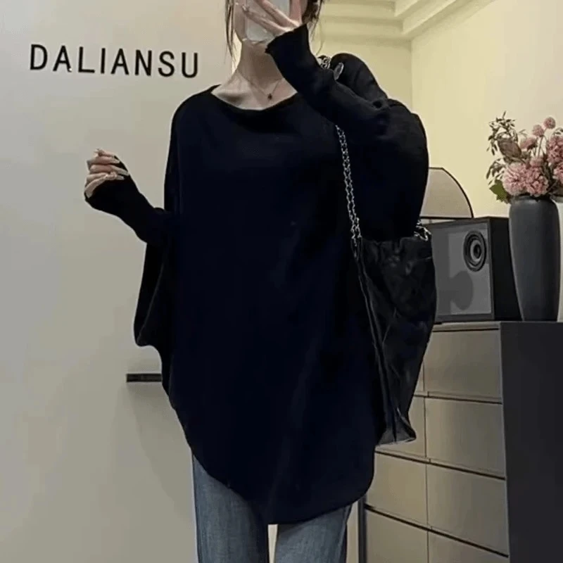 现货速发2025洋气孕妇早秋上衣蝙蝠袖99棉女慵懒风高级不规则上衣