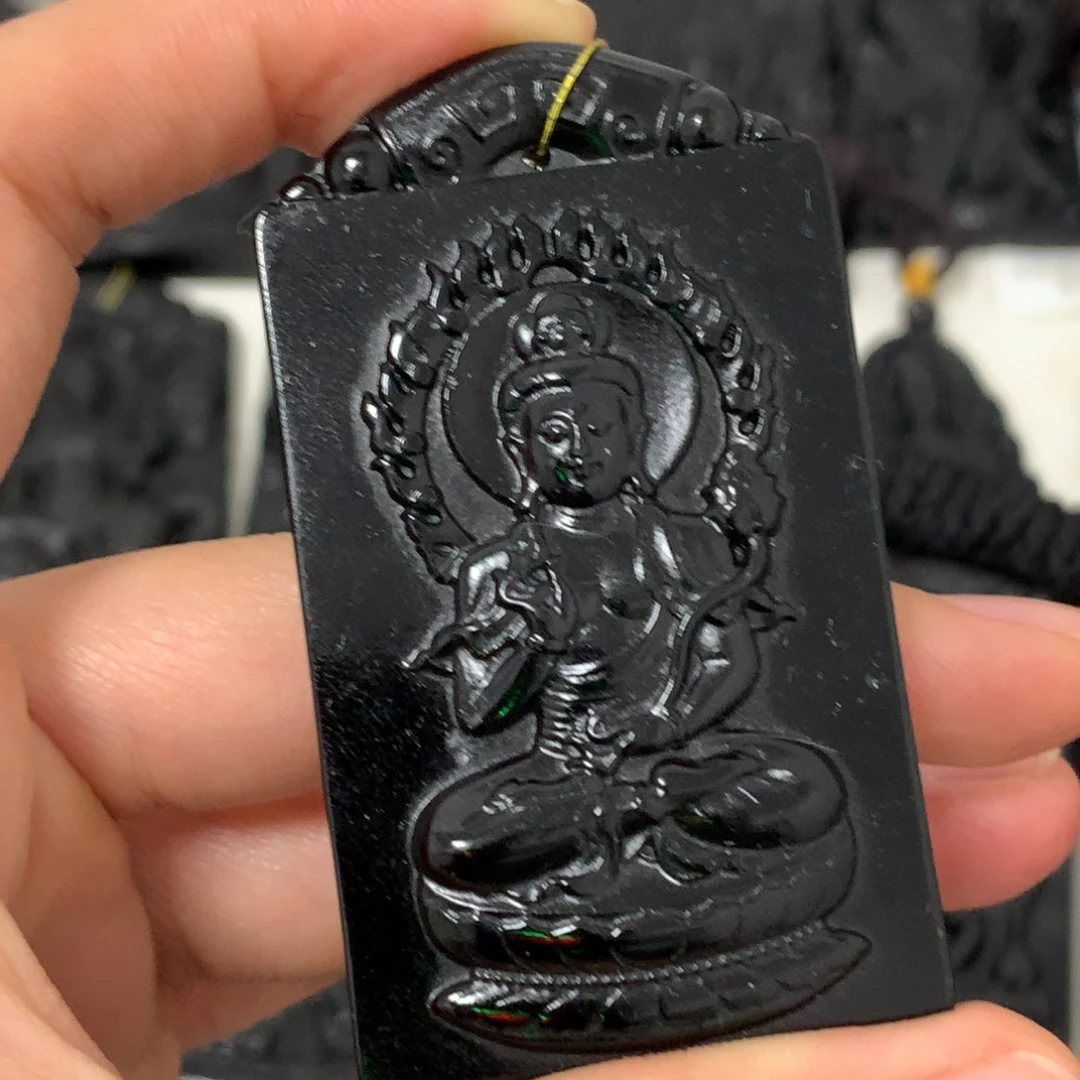 天然缅甸a货钢琴黑挂件